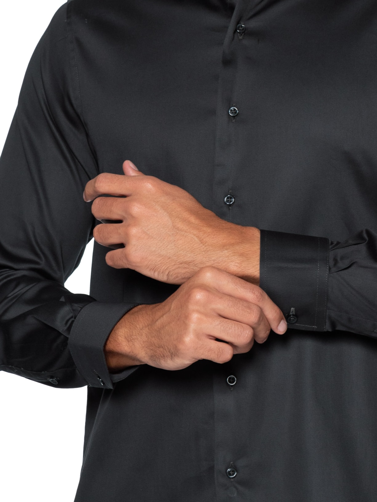 Camisa Social Masculina em Cetim Elastano Cinza Paramount Alfaiataria