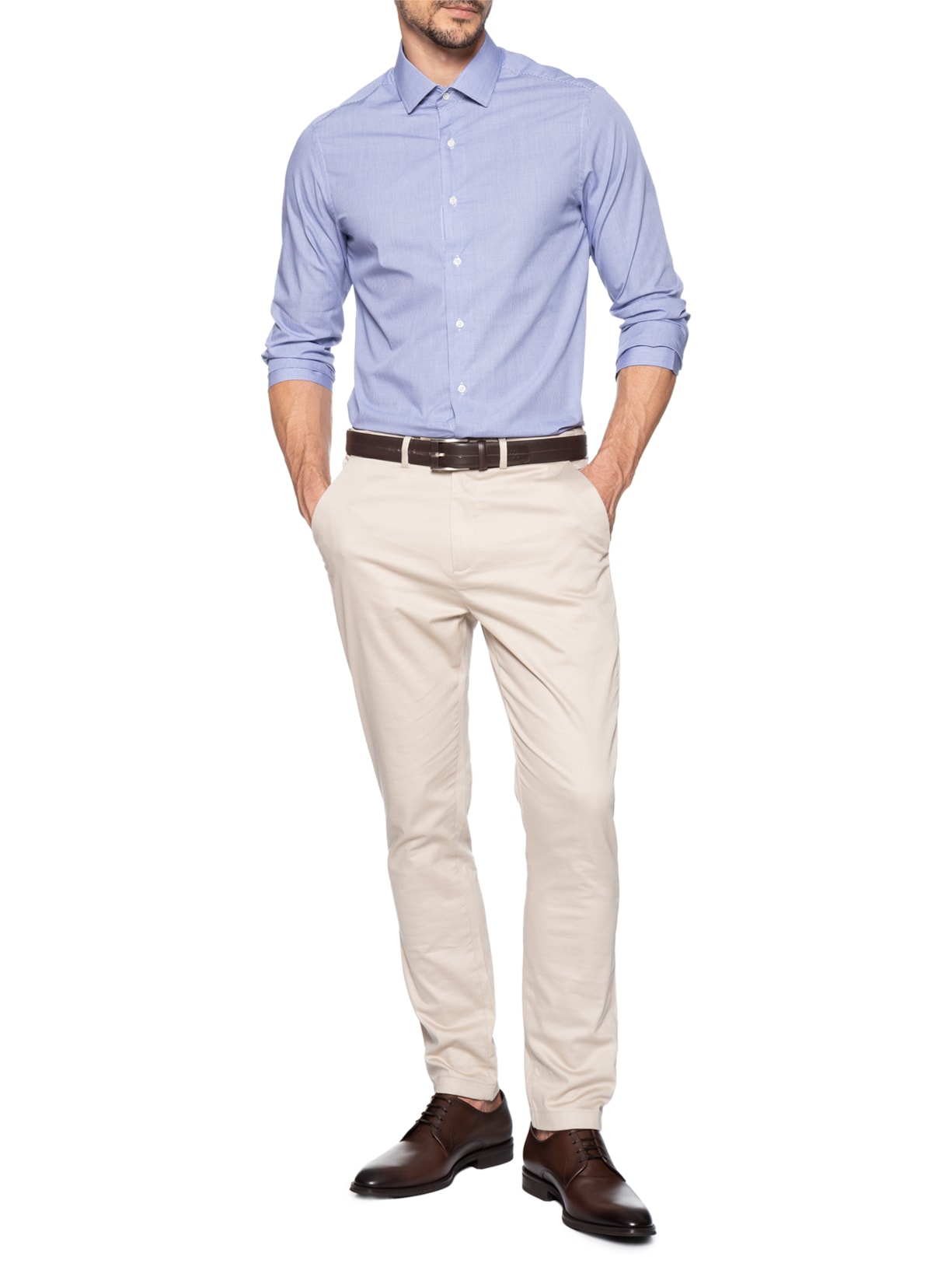 Camisa Social Masculina Em Pima Cotton Azul Paramount Alfaiataria