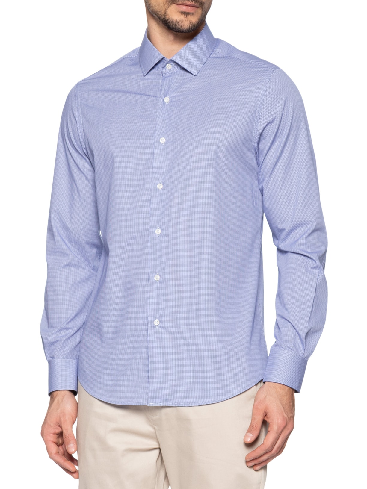 Camisa Social Masculina Em Pima Cotton Azul Paramount Alfaiataria