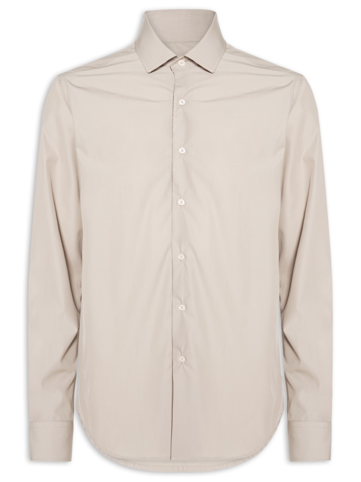Camisa Social Masculina Em Tricoline Paper - Bege