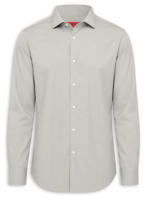 Camisa Social Masculina Em Tricoline Paper - Bege
