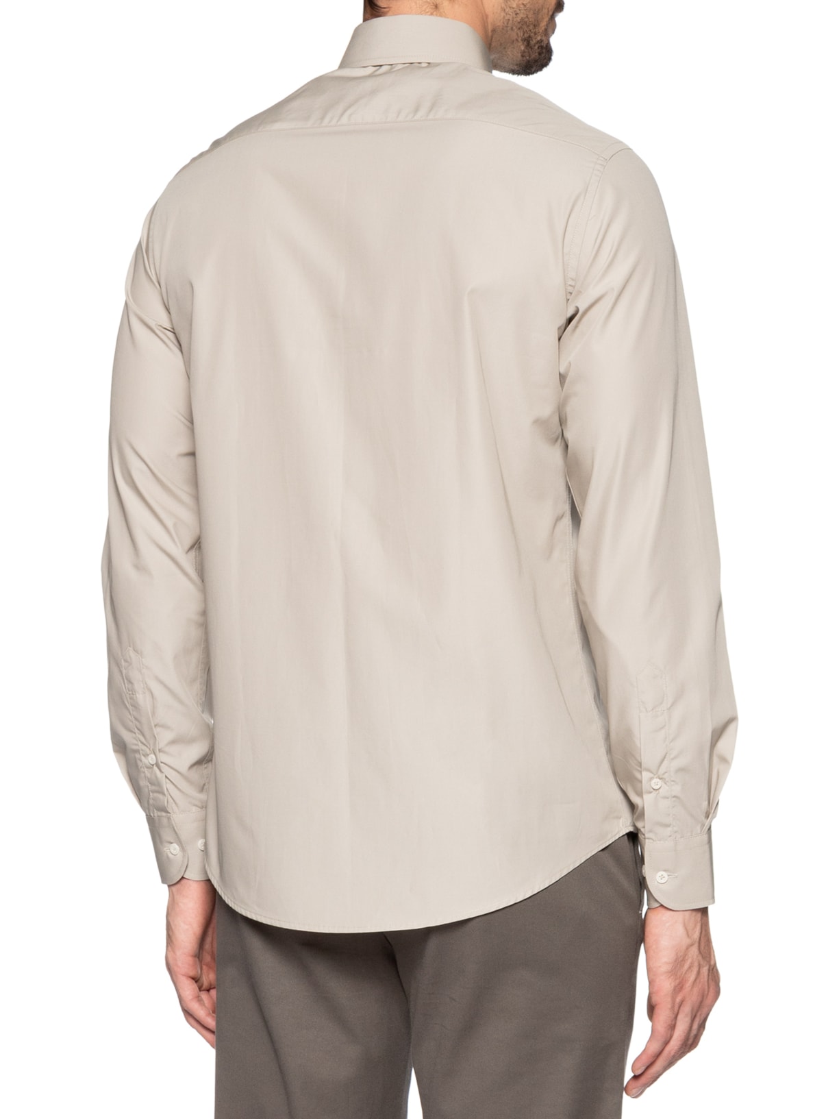 Camisa Social Masculina Em Tricoline Paper Bege Paramount Alfaiataria