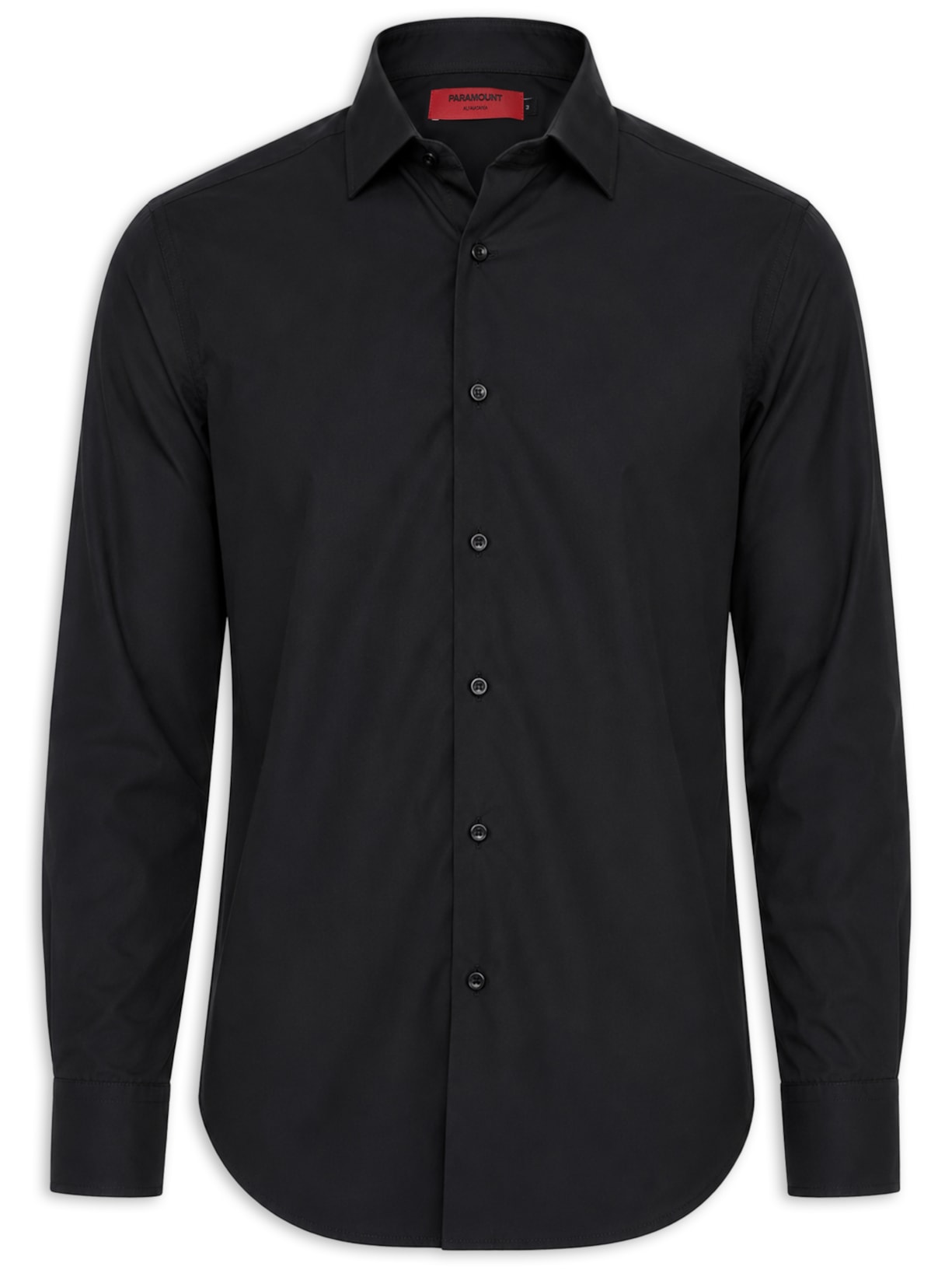Camisa Social Masculina Em Tricoline Paper Preto Paramount Alfaiataria