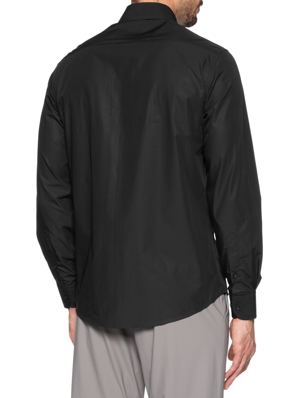 Camisa Social Masculina Em Tricoline Paper Preto Paramount Alfaiataria