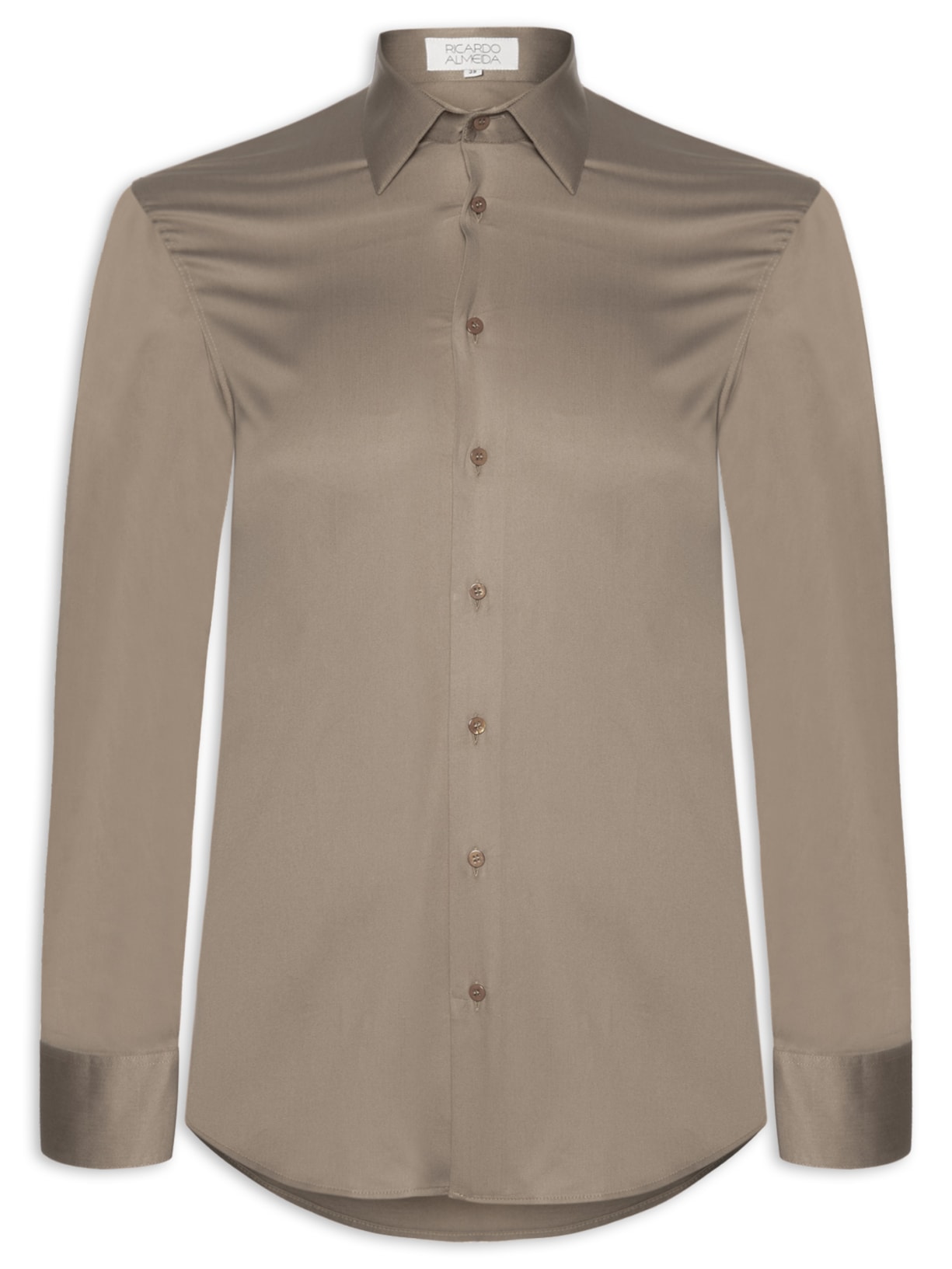 Camisa Social Masculina Lisa Austin Slim Fit Algodão Bege Ricardo Almeida