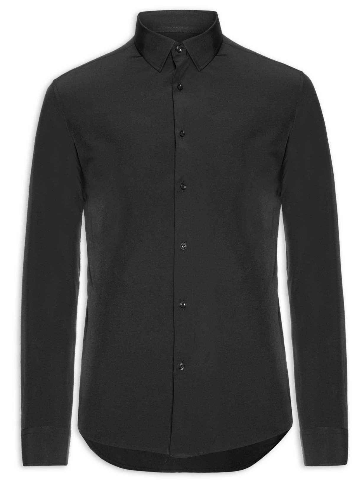 Camisa Social Masculina Manga Longa Básica - Preto