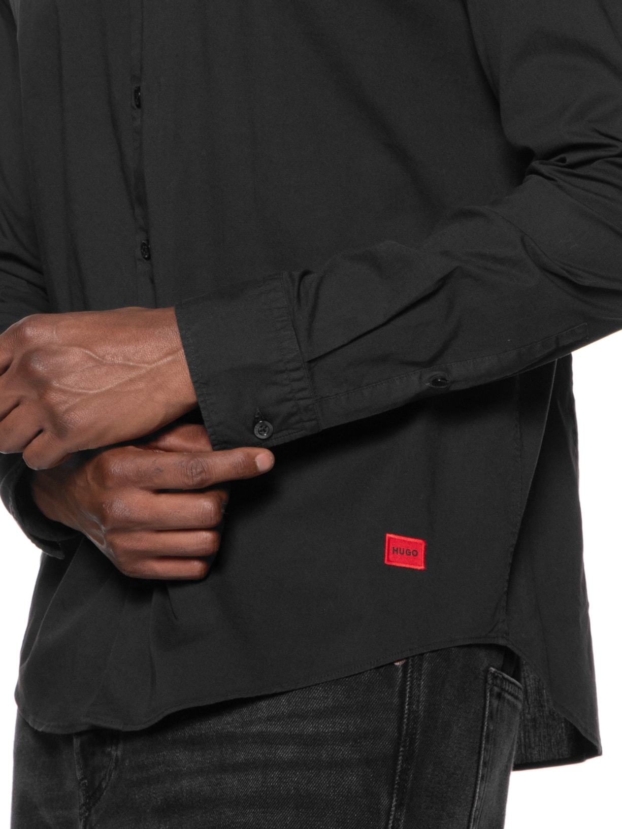 Camisa Social Masculina Manga Longa Ermo Preto Hugo