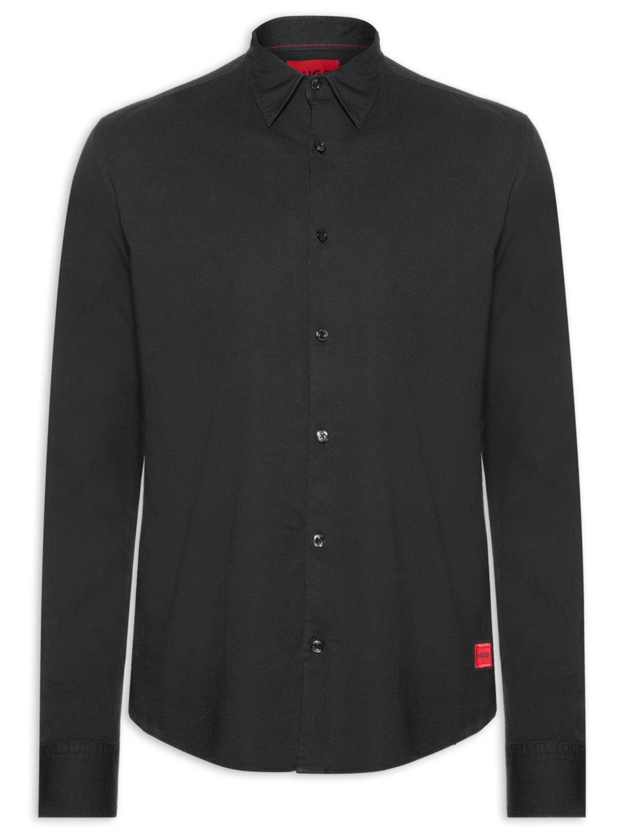 Camisa Social Masculina Manga Longa Ermo Preto Hugo