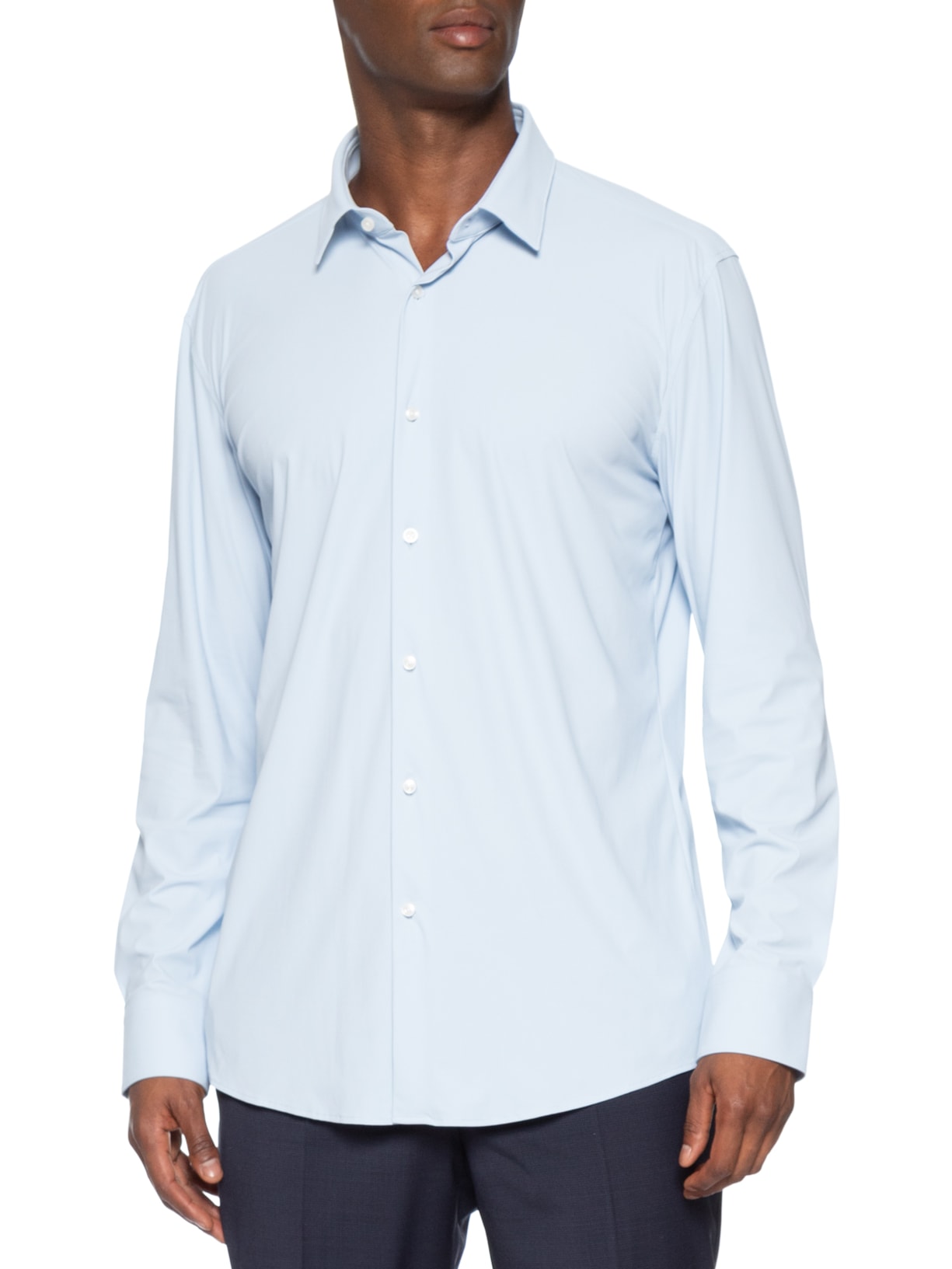 Camisa Social Masculina Manga Longa P-Hank-S-K Azul Boss