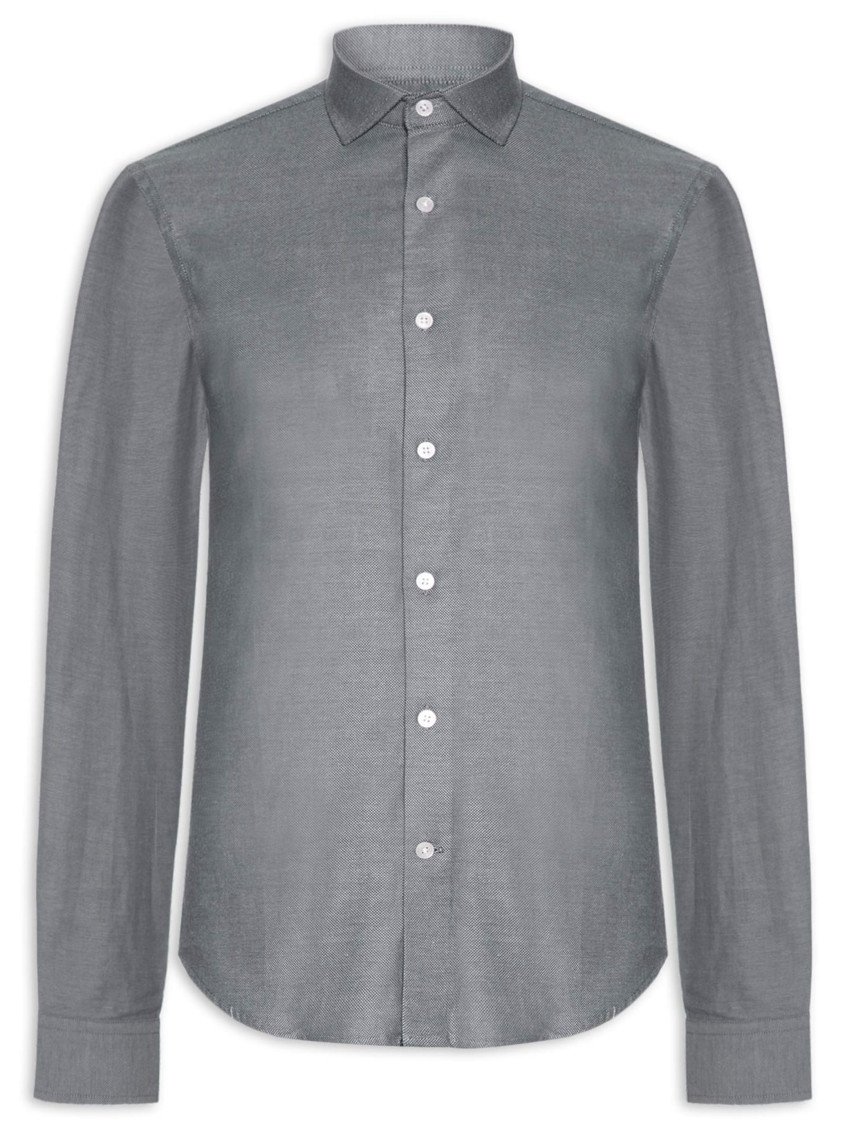Camisa Social Masculina Maquinetada Perdiz Regular Fit Algodão Egípcio Cinza Sergio K