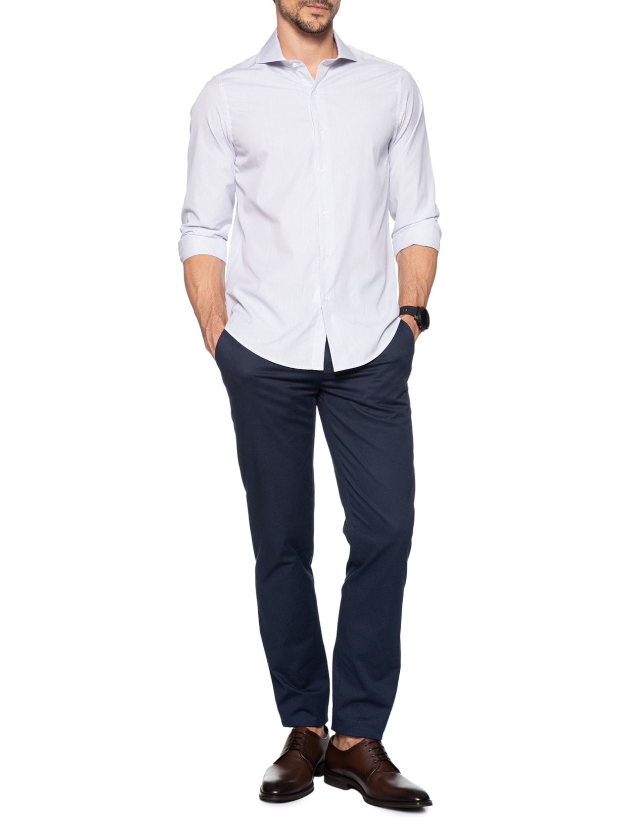 Camisa Social Masculina Premium Tricoline 100/2 Branco Paramount Alfaiataria