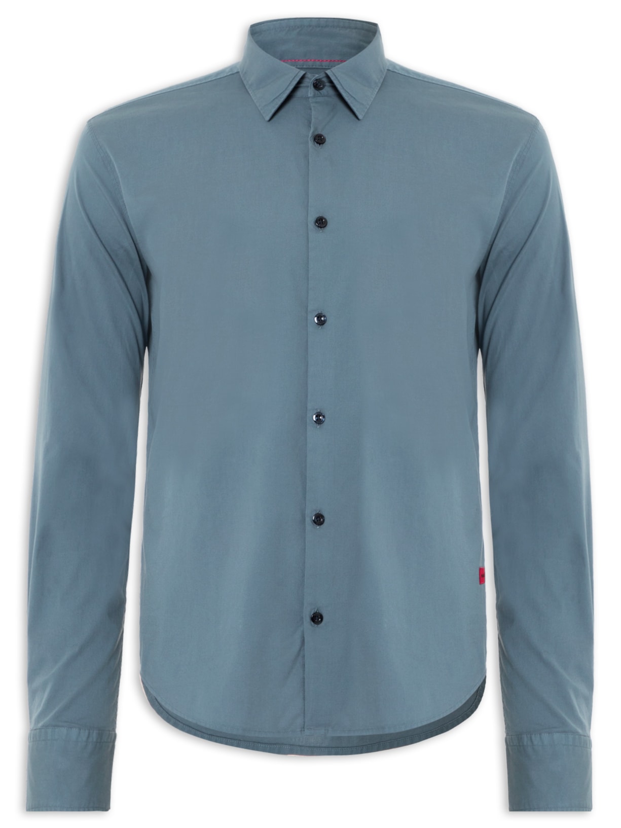 Camisa Social Masculina Slim-Fit Stretch Ermo Azul Hugo