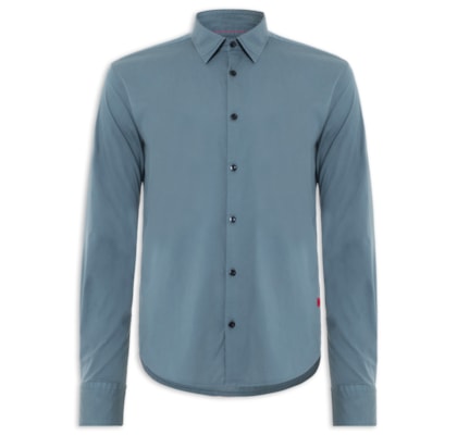 Camisa Social Masculina Slim-Fit Stretch Ermo - Azul