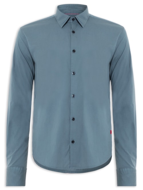 Camisa Social Masculina Slim-Fit Stretch Ermo - Azul