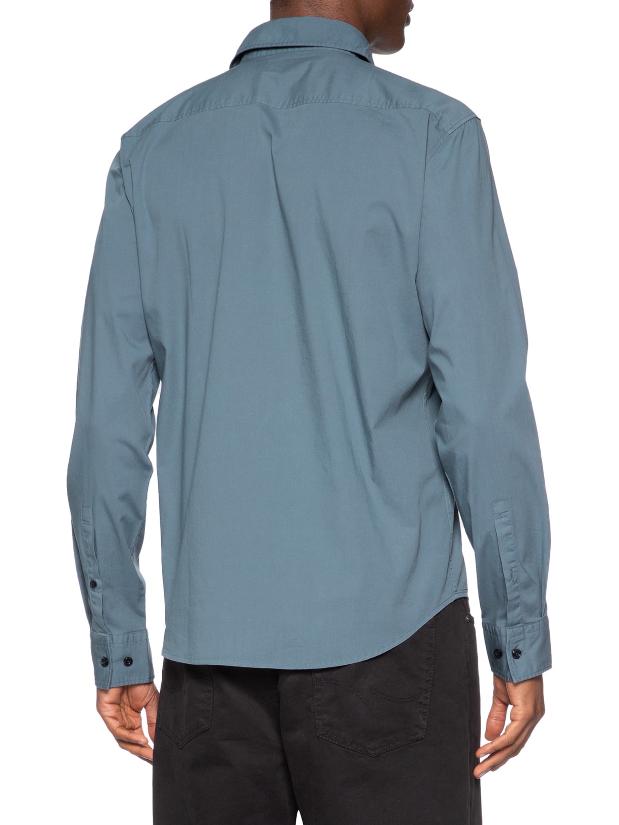 Camisa Social Masculina Slim-Fit Stretch Ermo Azul Hugo