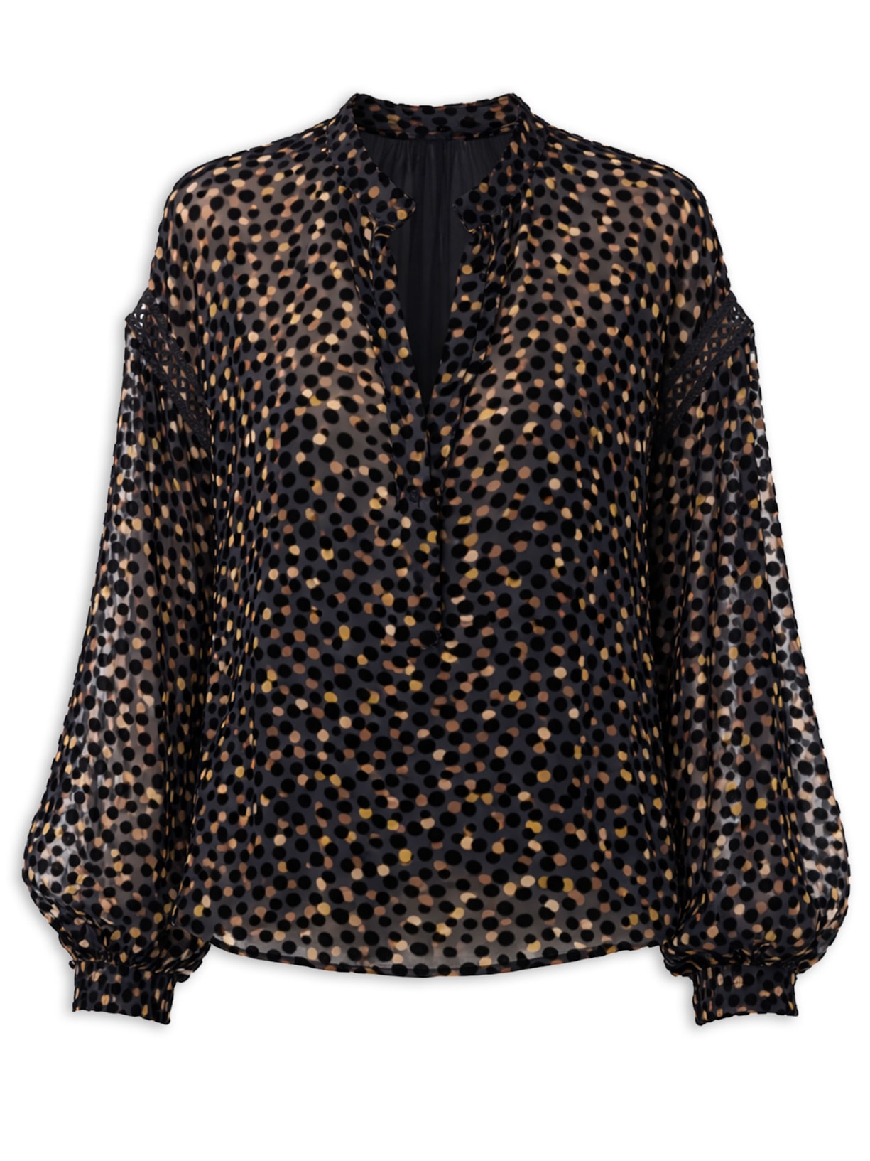 Camisa Velvet Pois I26 Preto Mixed