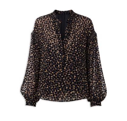 Camisa Velvet Pois I26 - Preto