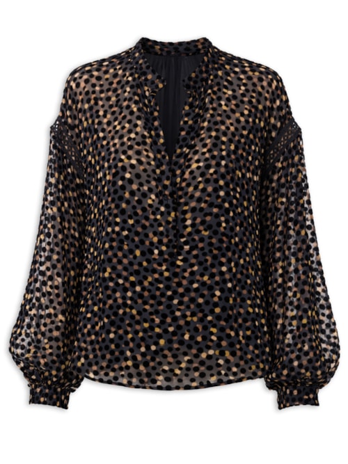 Camisa Velvet Pois I26 - Preto