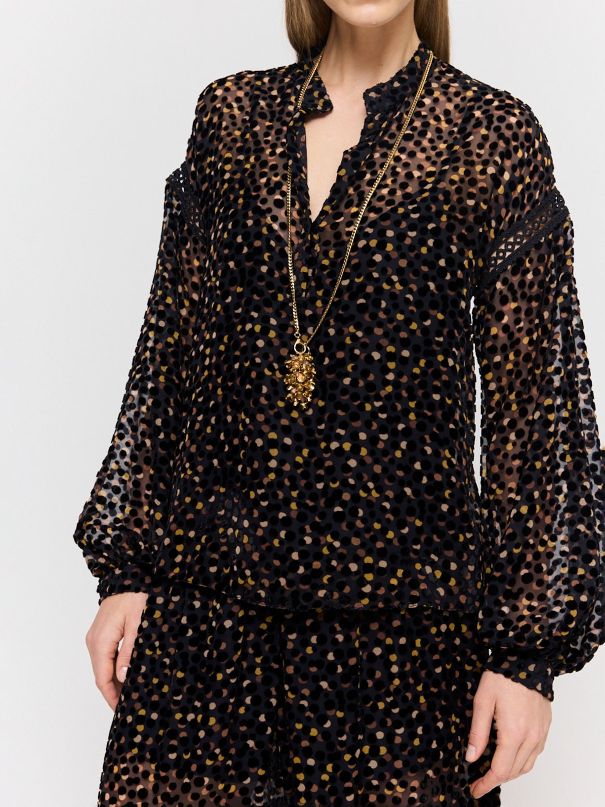 Camisa Velvet Pois I26 Preto Mixed