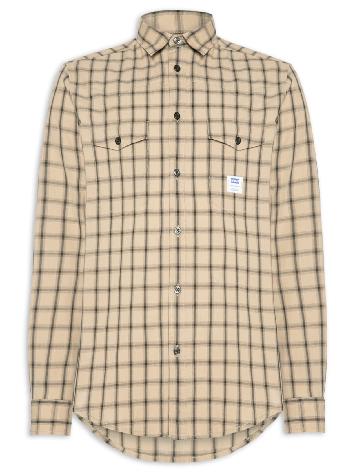 Camisa Xadrez Masculina Ebaltow Bege Hugo