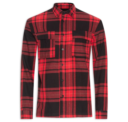 Camisa Xadrez Masculina Manga Longa Classic Plaid - Preto