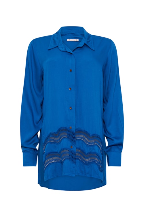 Camisão Com Guipuire Ola Azul Capri