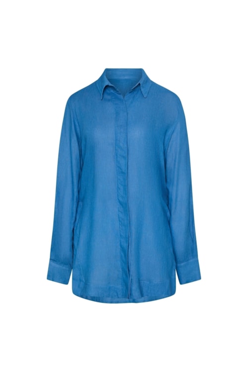 camisão em viscose com linho orla azul
