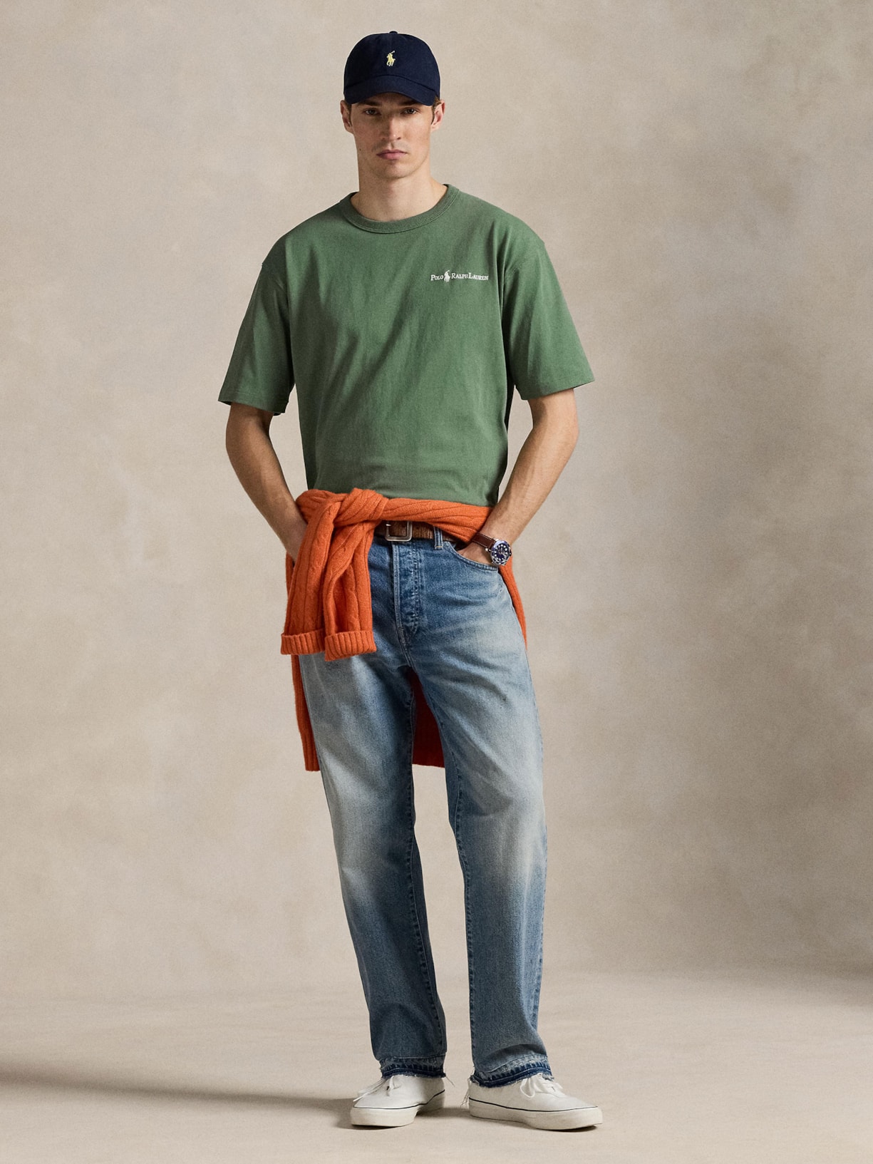 Camisera Masculina Manga Curta Relaxed Full Logo Verde Polo Ralph Lauren