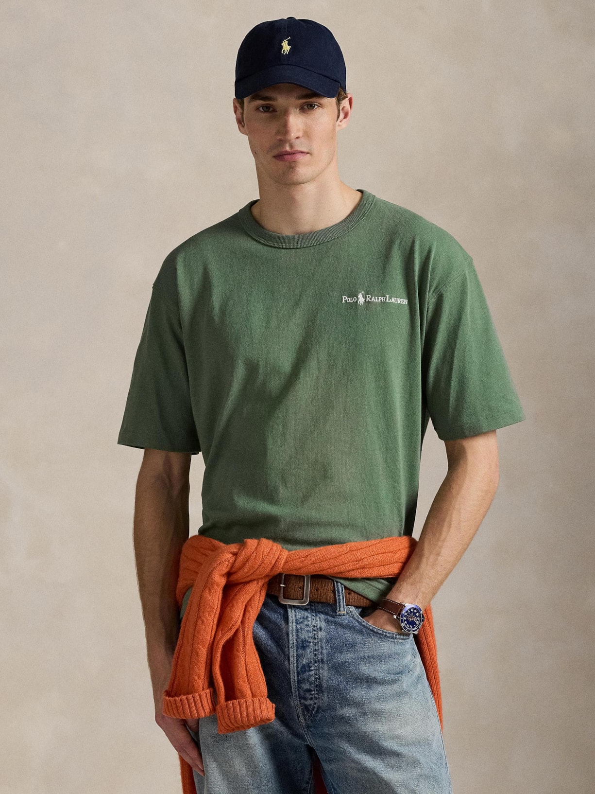 Camisera Masculina Manga Curta Relaxed Full Logo Verde Polo Ralph Lauren