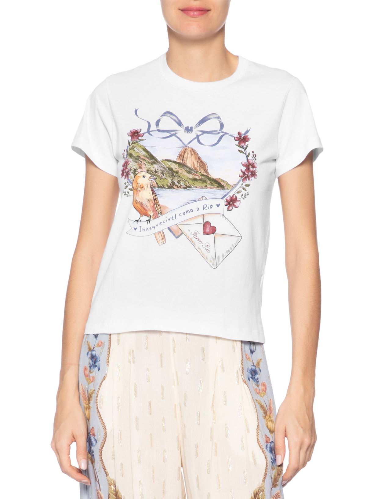 Camiseta Baby Look Carta de Amor Branco Farm