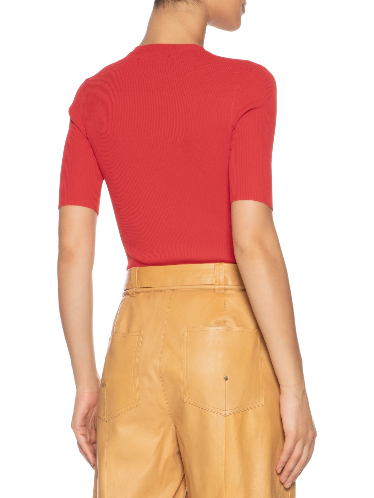 Camiseta Básica Canelada Tricot Color Vermelho Animale
