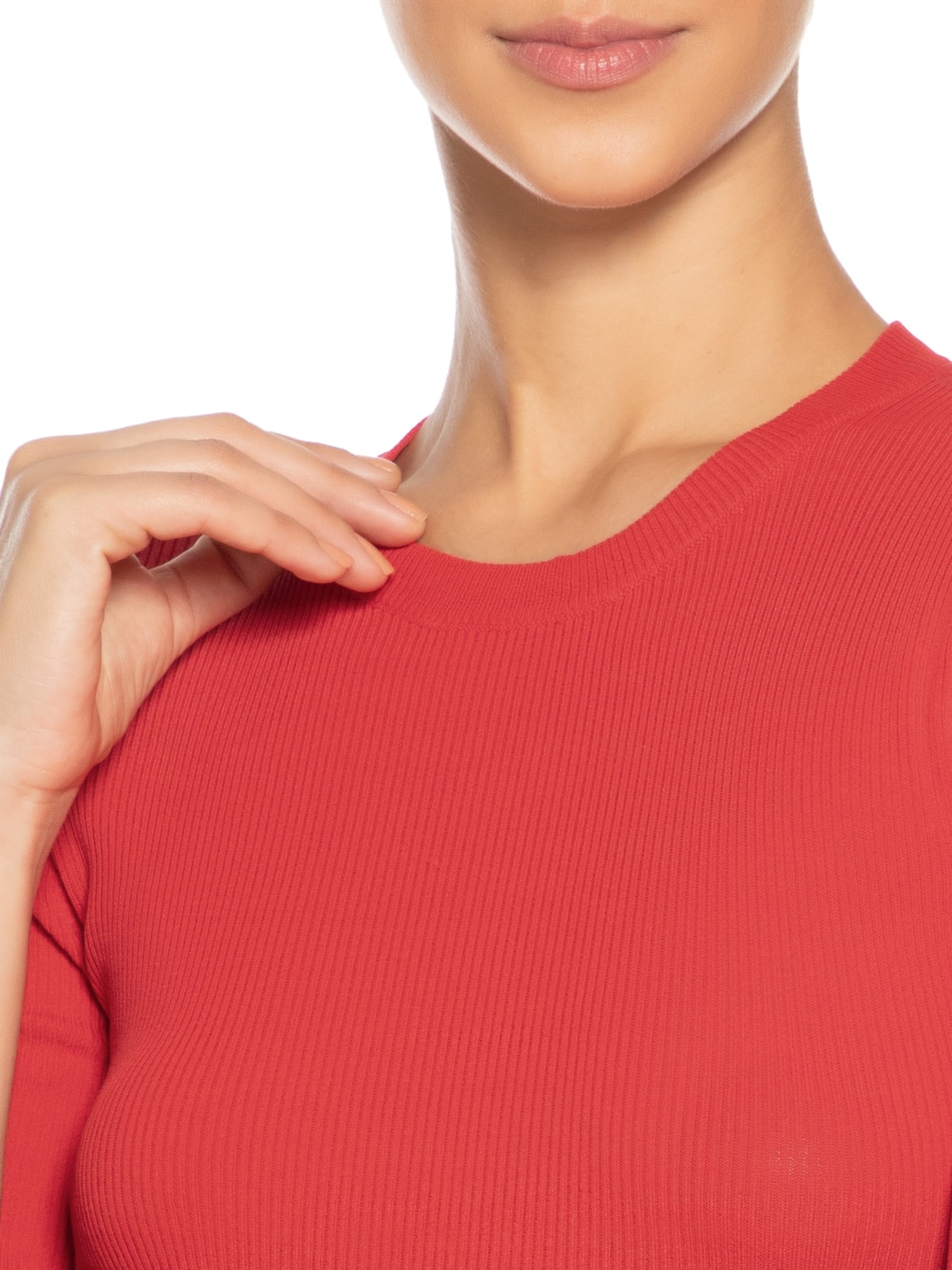 Camiseta Básica Canelada Tricot Color Vermelho Animale