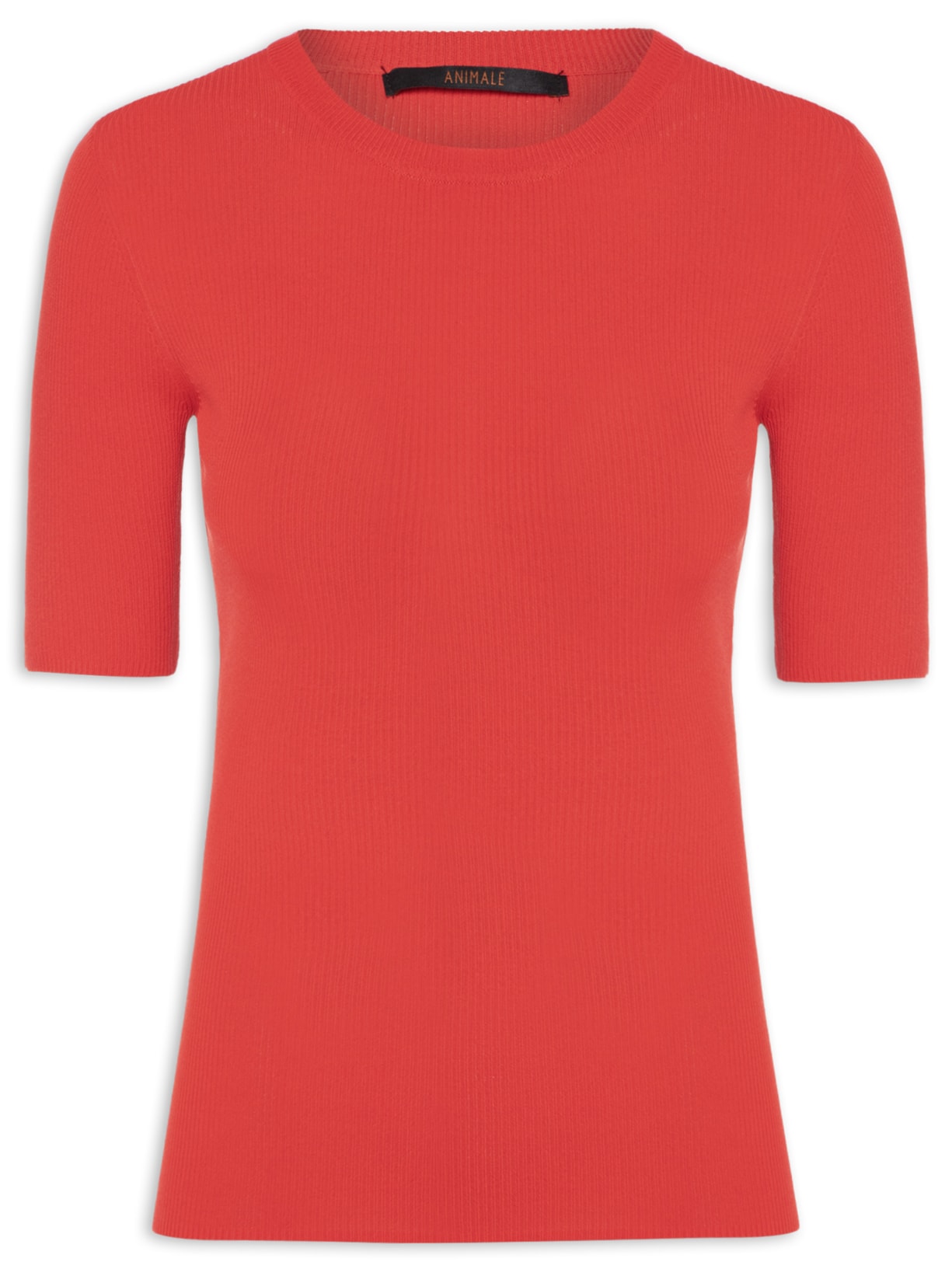 Camiseta Básica Canelada Tricot Color Vermelho Animale