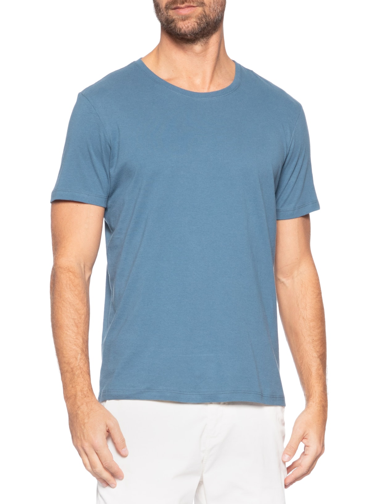 Camiseta Básica Masculina Em Algodão Azul Pineapple