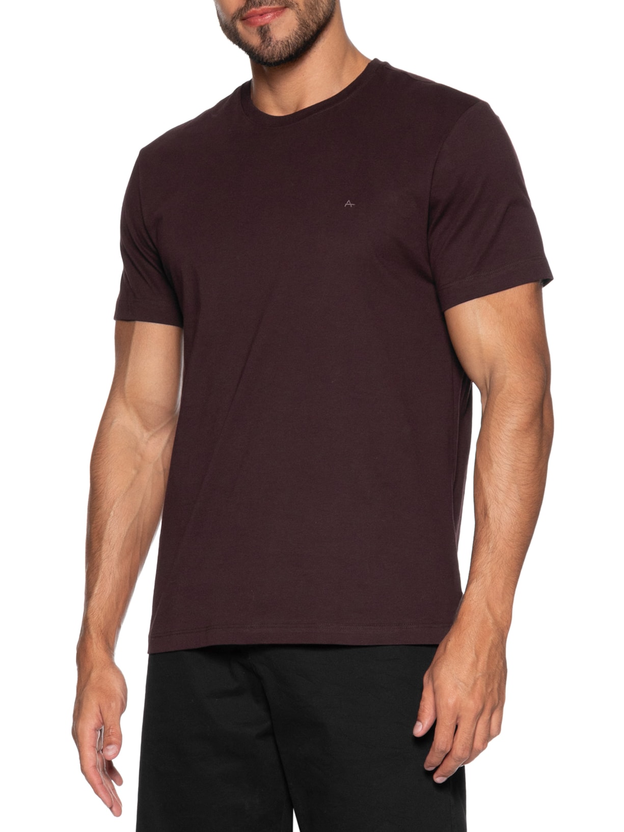 Camiseta Básica Masculina em Algodão Bordô Aramis