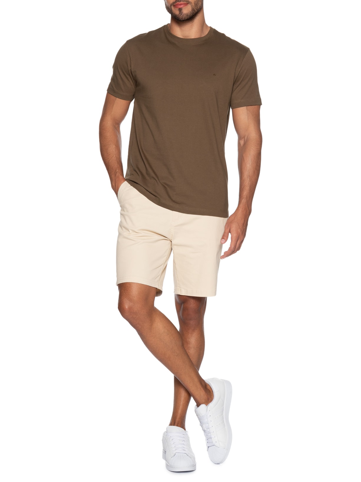Camiseta Básica Masculina em Algodão Marrom Aramis