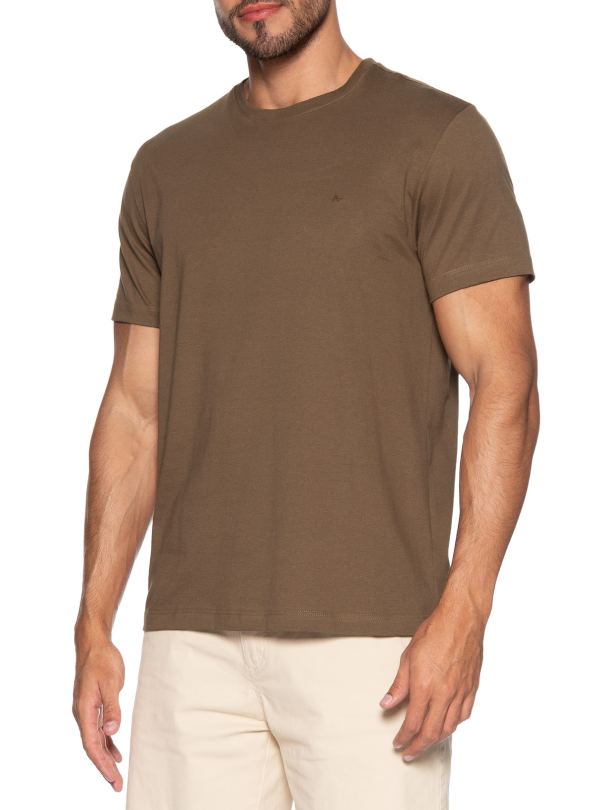 Camiseta Básica Masculina em Algodão Marrom Aramis
