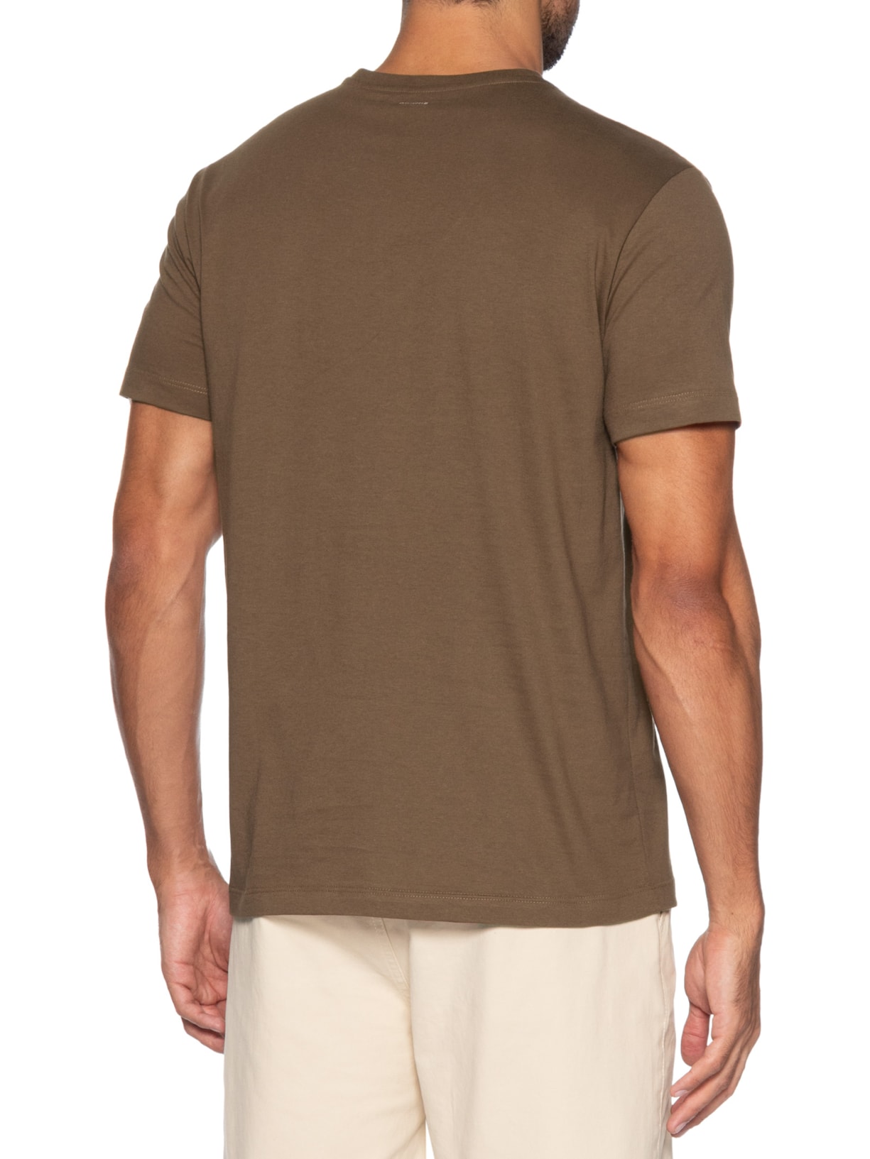 Camiseta Básica Masculina em Algodão Marrom Aramis