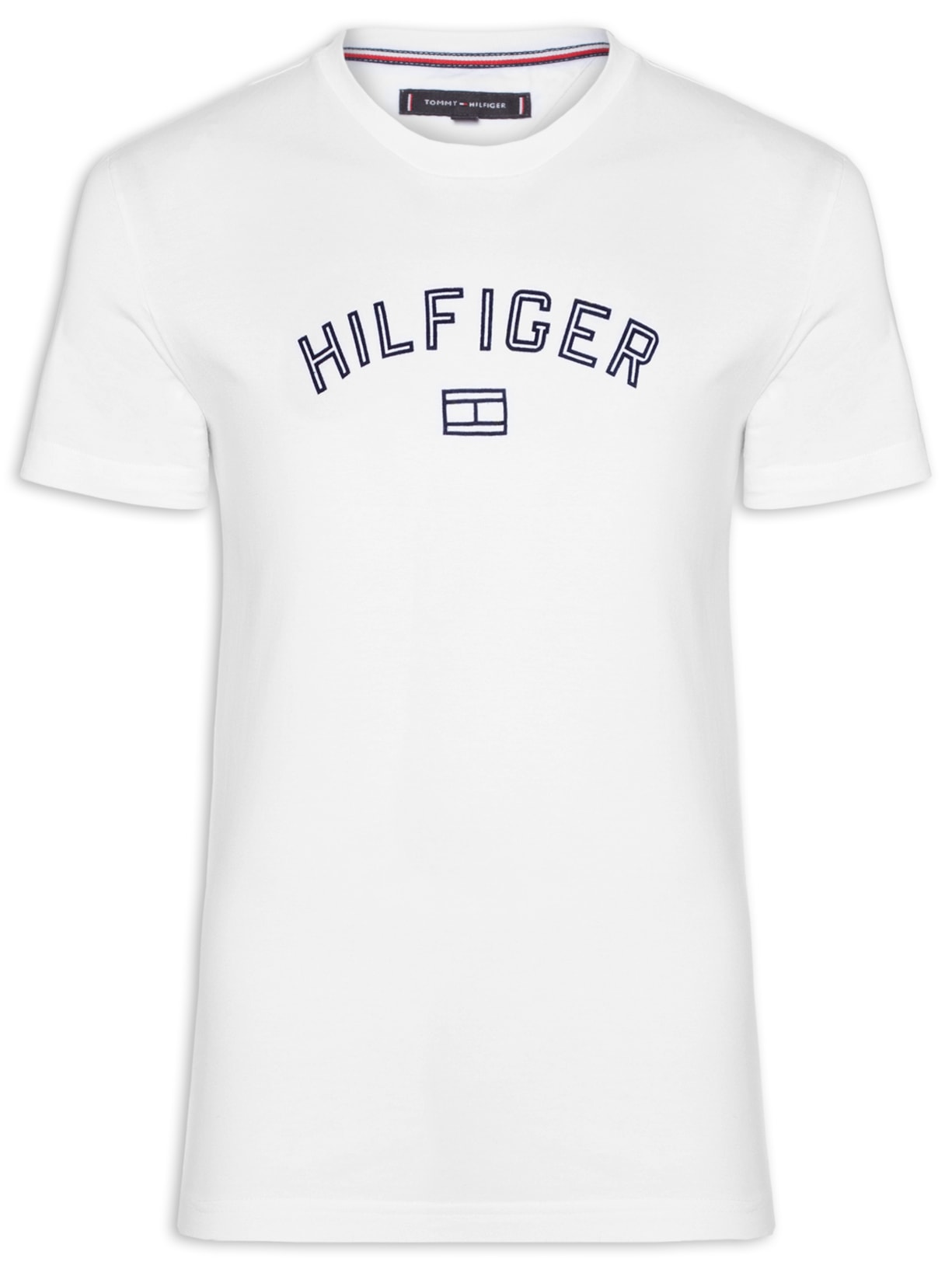 Camiseta Básica Masculina Regular Fit Flock Logo Em Algodão - Branco