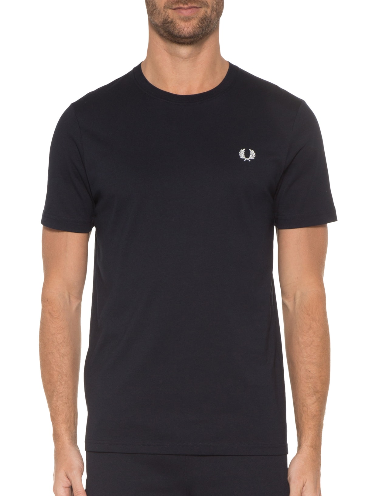 Camiseta Básica Masculina Regular Fit Gola Careca Em Algodão Azul Fred Perry