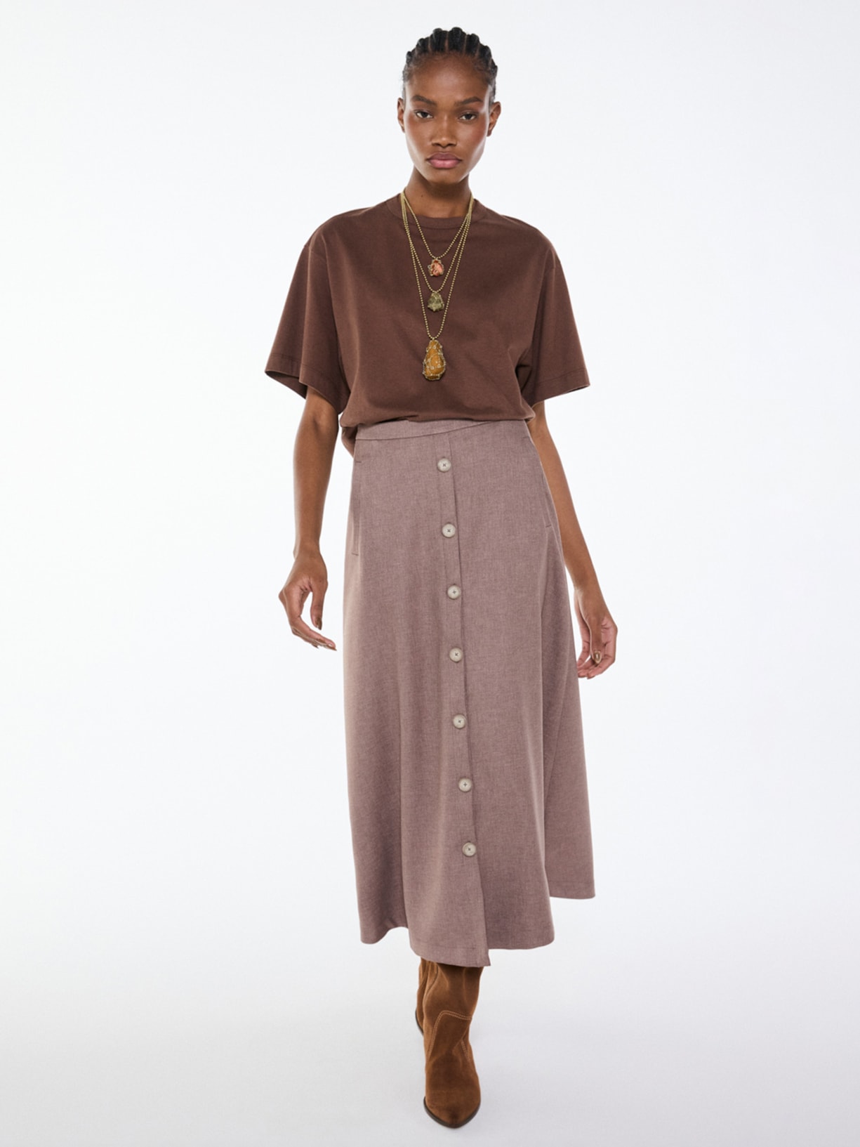 Camiseta Body Feminina I26 Marrom Mixed