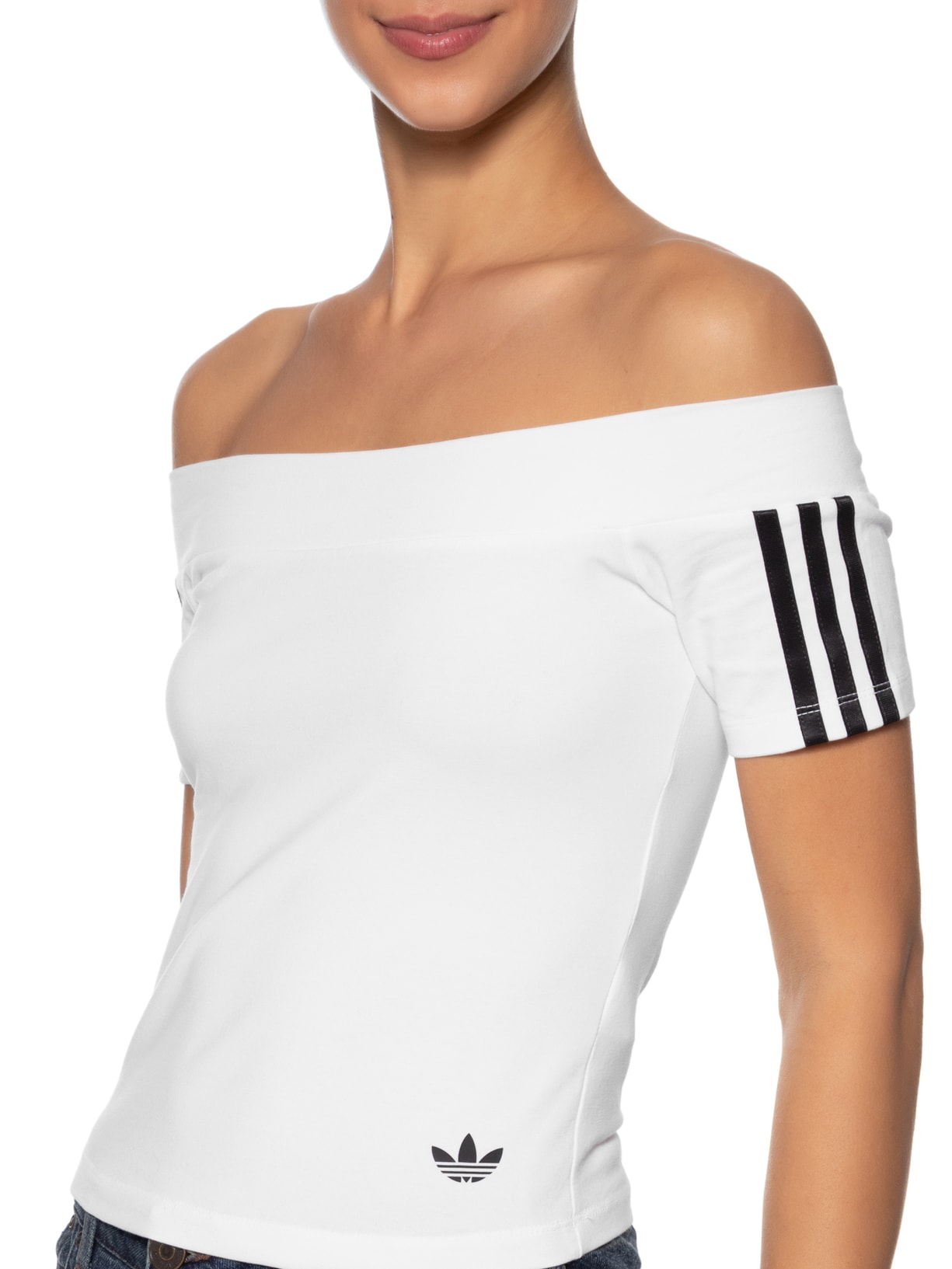 Camiseta Cropped Bandeau Branco Adidas Originals