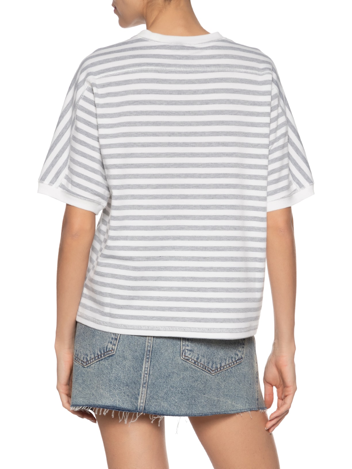 Camiseta De Malha Listrada Com Bolso Cinza Animale Jeans