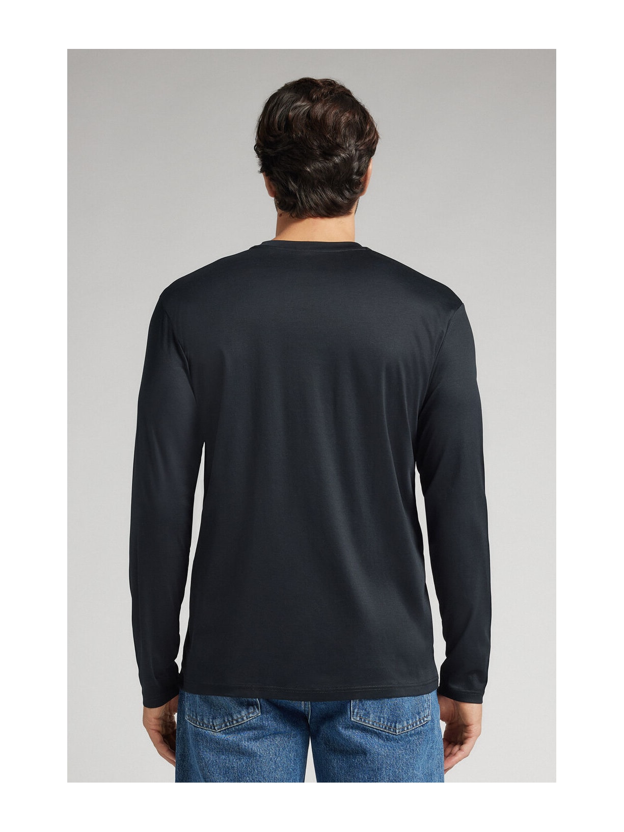 Camiseta De Manga Comprida Em Algodão Premium Preto Intimissimi