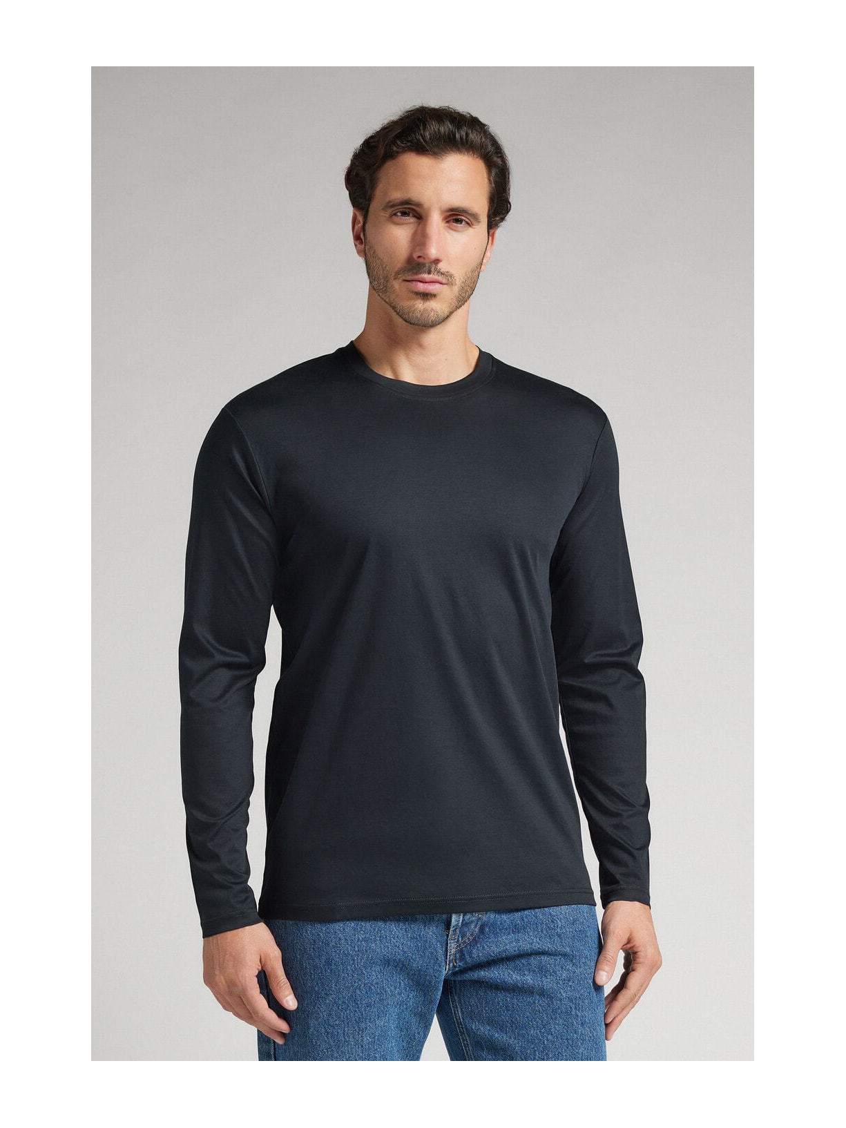 Camiseta De Manga Comprida Em Algodão Premium Preto Intimissimi