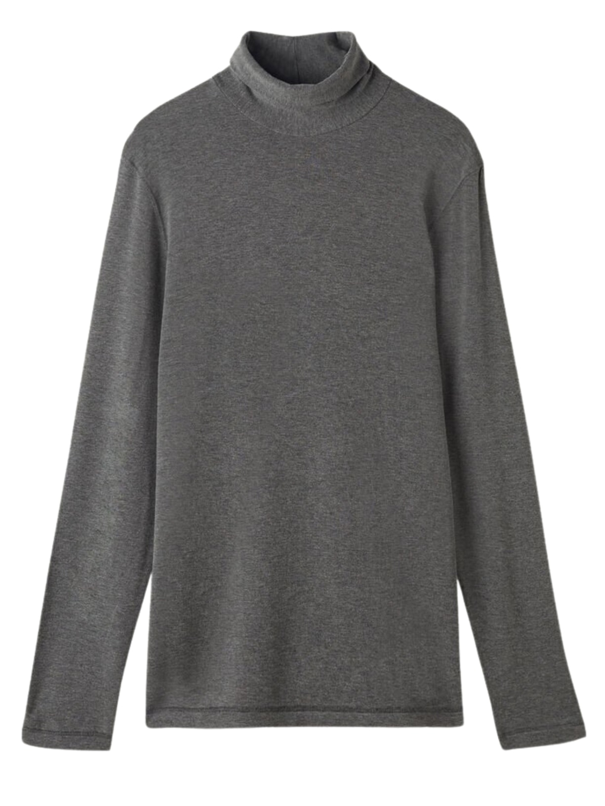 Camiseta De Manga Comprida Em Modal Cashmere Gola Alta - Cinza Escuro