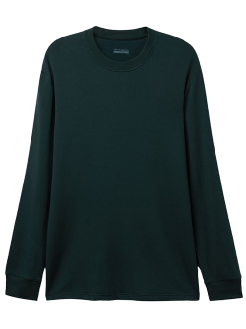 Camiseta De Manga Comprida Moletom Em Modal - Verde