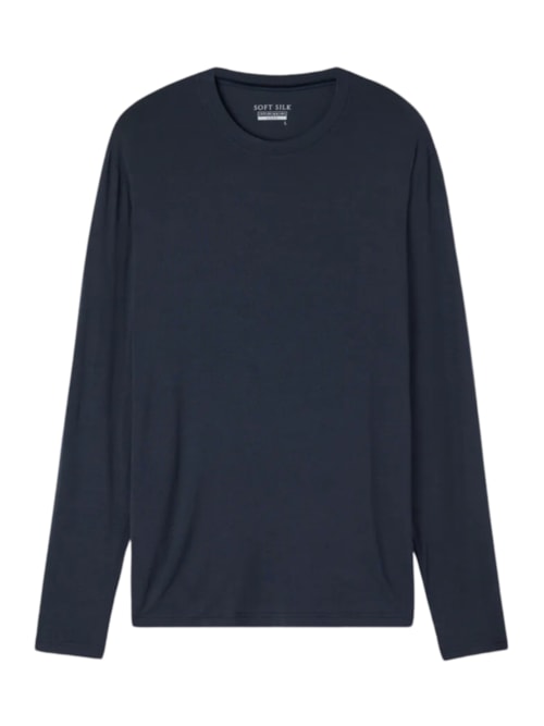 Camiseta De Manga Comprida Soft Silk - Azul