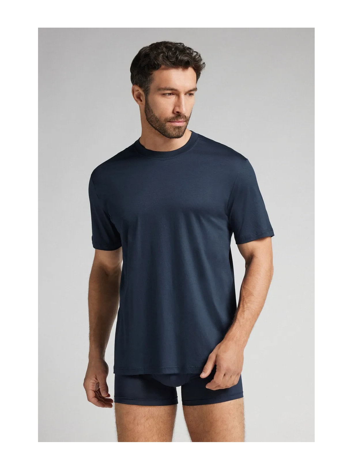 Camiseta De Manga Curta Em Algodão Premium Superlight Azul Intimissimi