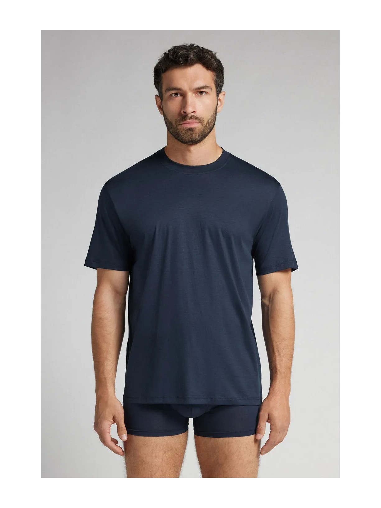 Camiseta De Manga Curta Em Algodão Premium Superlight Azul Intimissimi